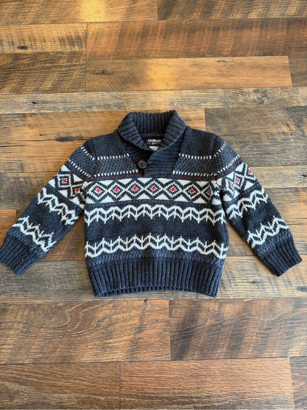 Oshkosh B’gosh Boys Fair Isle Pattern Sweater 2T Cowl Neck Christmas Holiday